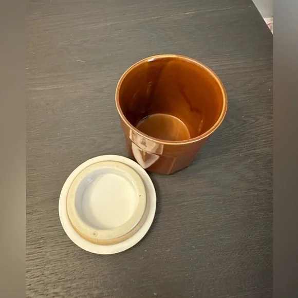 Vintage Apricot Preserves Container by Gailstyn Sutton Jam Jar Ceramic Brown - Picture 2 of 4